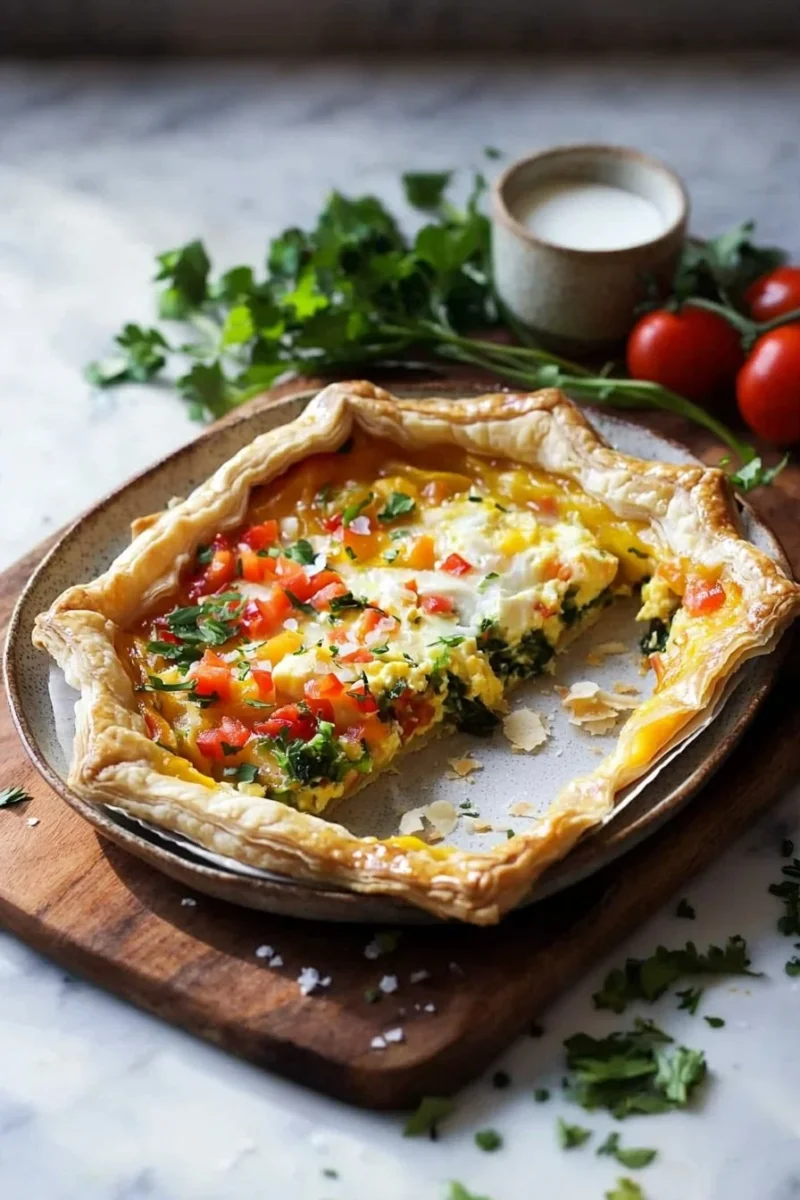 Delicious easy breakfast tart topped with fresh fruits and custard