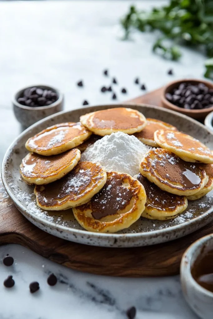 Delicious and easy pancake poppers served on a plate