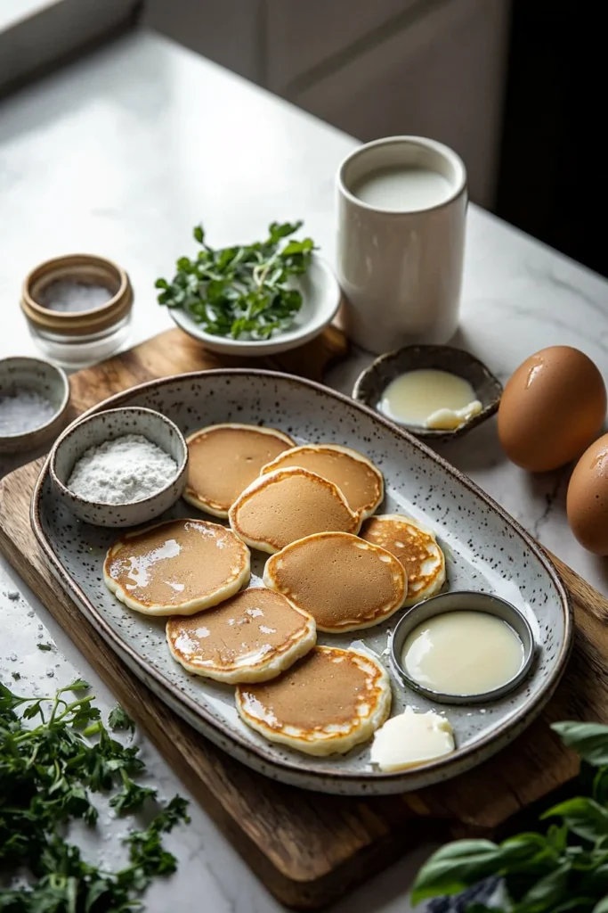 Fluffy sheet pan pancakes served on a plate with syrup and fresh berries.