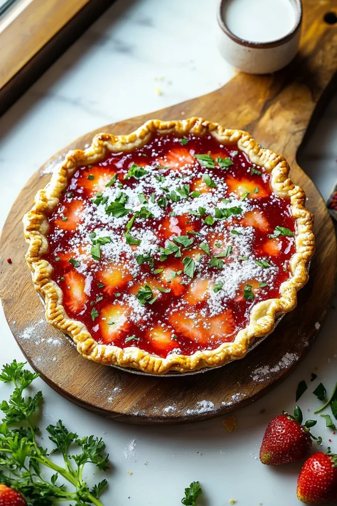 Giant strawberry pop tart with flaky crust and strawberry filling
