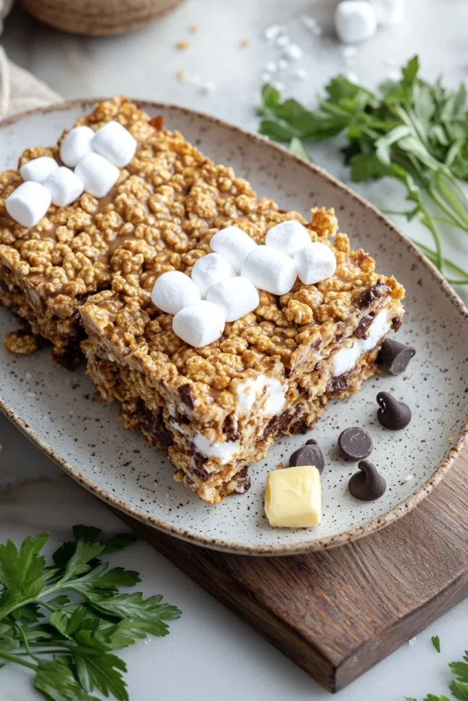 Golden Grahams S'mores Bars with chocolate, marshmallows, and graham crackers.
