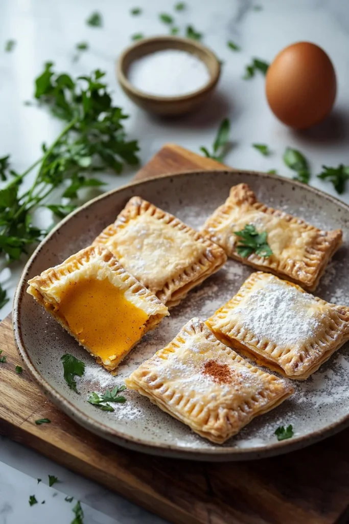 Homemade pumpkin pop tarts fresh out of the oven with icing