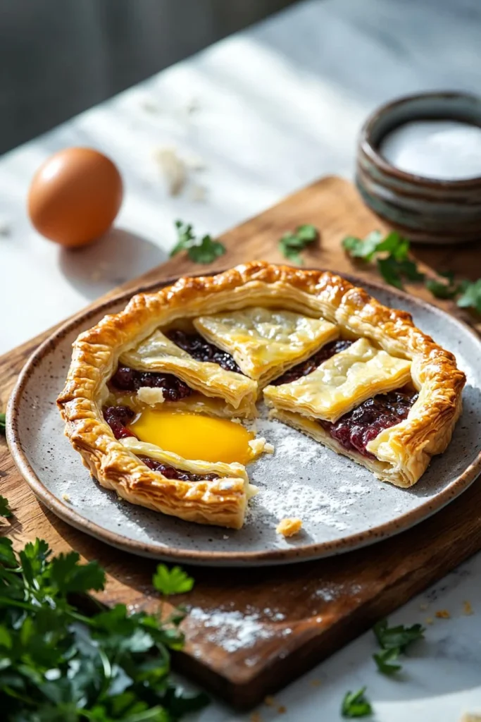 Delicious instant puff pastry tart topped with fresh fruits and cream
