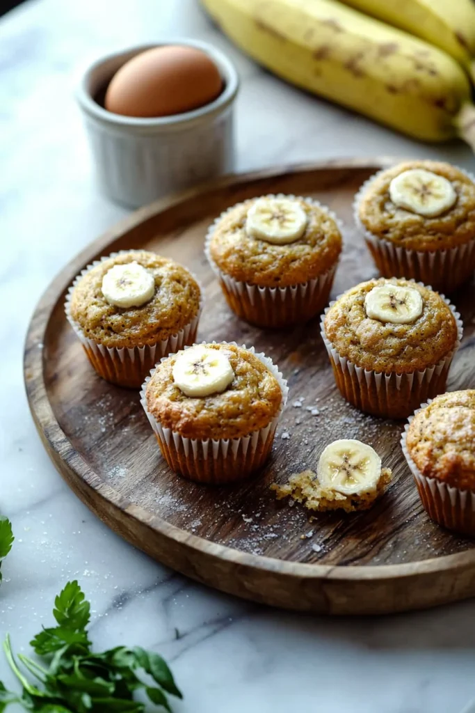 Freshly baked mini banana muffins on a cooling rack