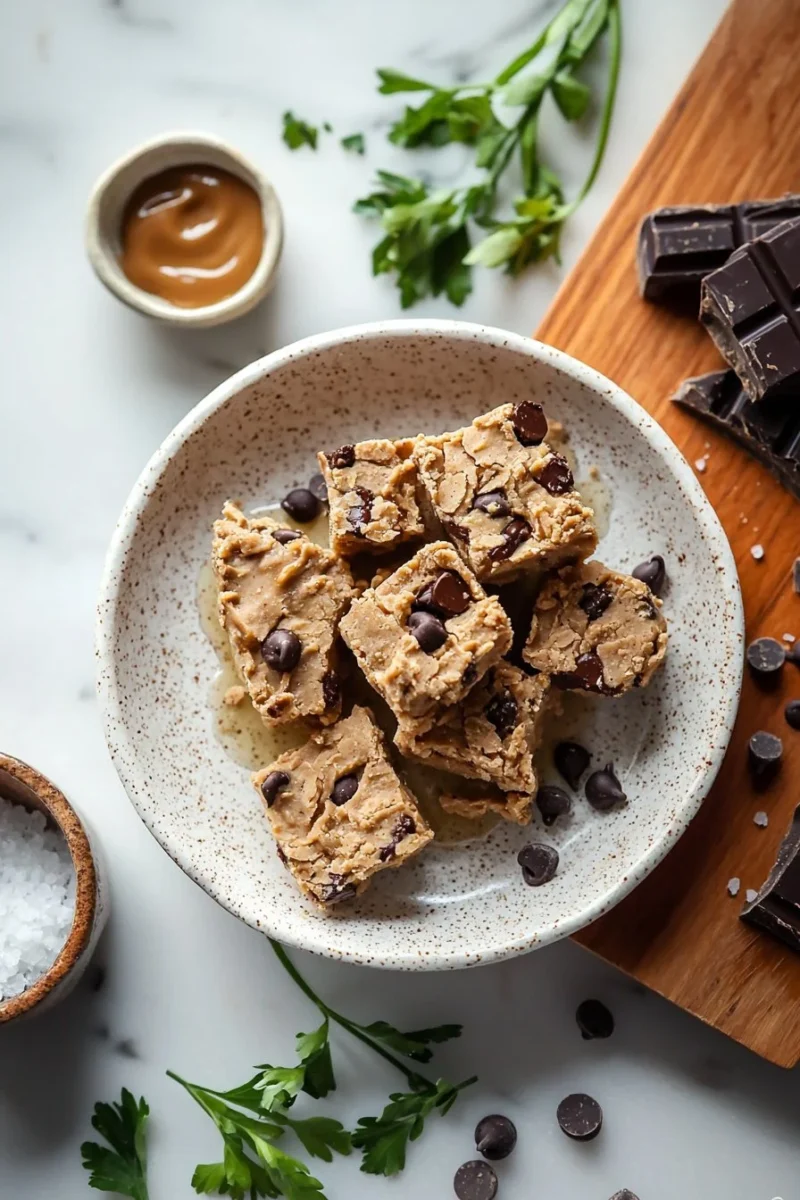 Delicious no bake cookie dough bar, perfect for a sweet treat.