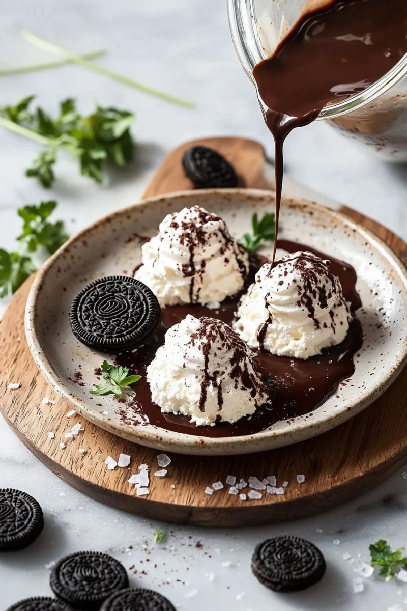 No-Bake Oreo Cheesecake Bites dessert served on a plate.