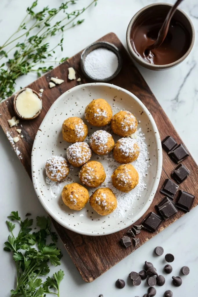 Delicious no bake pumpkin cheesecake balls served on a platter