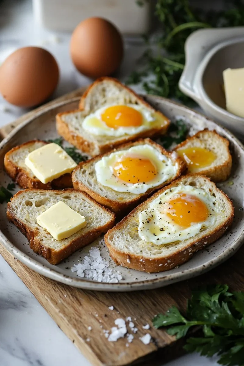 Delicious One Pan Egg Toast recipe topped with fresh ingredients