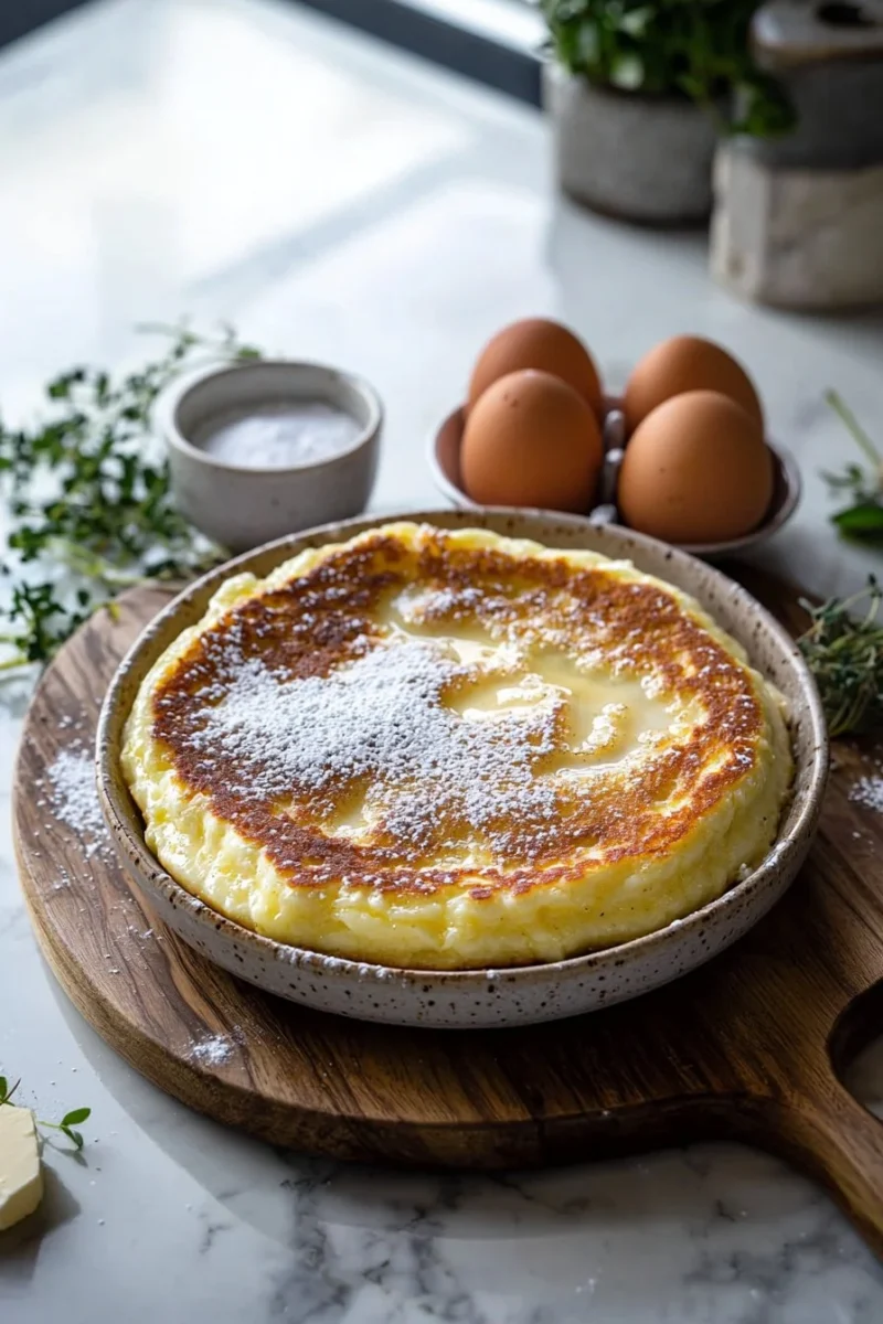 Deliciously fluffy puffy oven-baked German pancake served with toppings