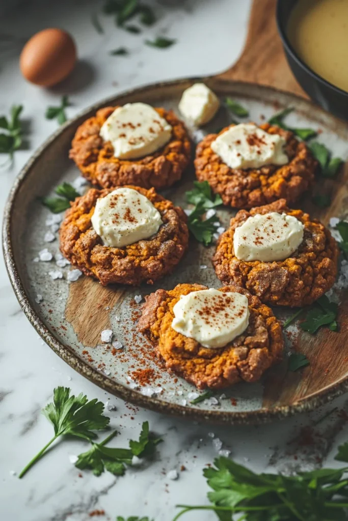 Homemade pumpkin cheesecake cookies on a rustic wooden table