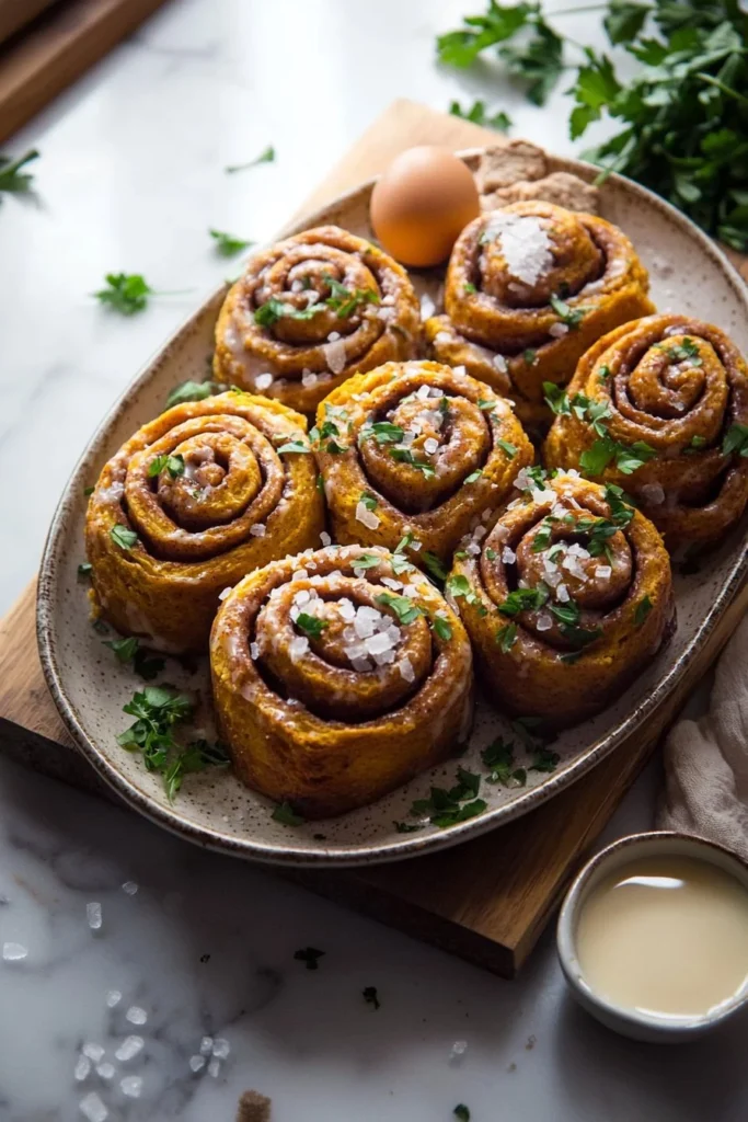 Homemade Pumpkin Spice Cinnamon Rolls with cream cheese glaze