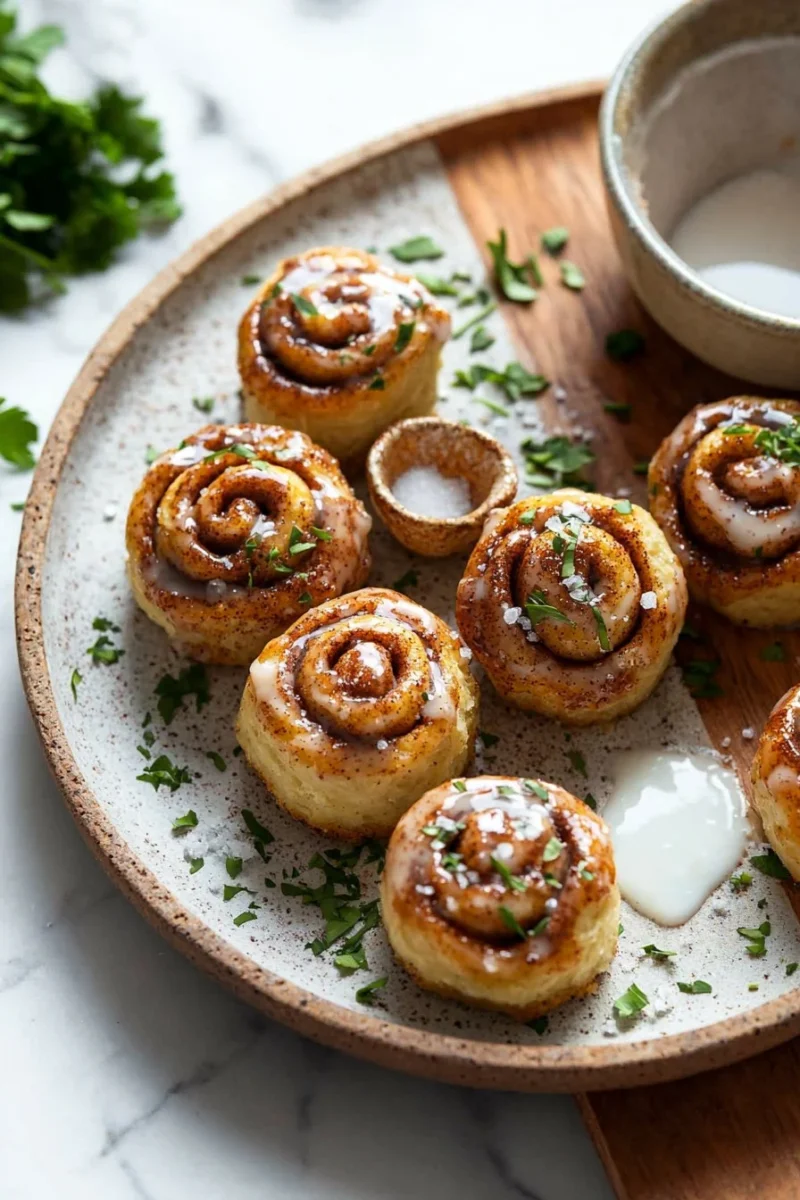 Delicious quick cinnamon roll bites served on a plate.