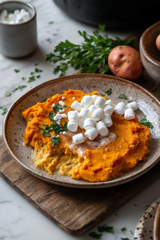 Delicious Southern Sweet Potato Casserole served in a dish