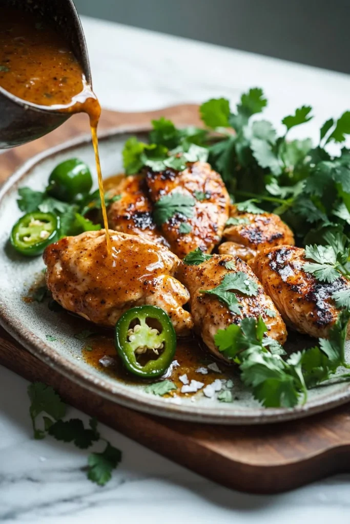 Spicy Jalapeño Chicken served with fresh herbs and spices