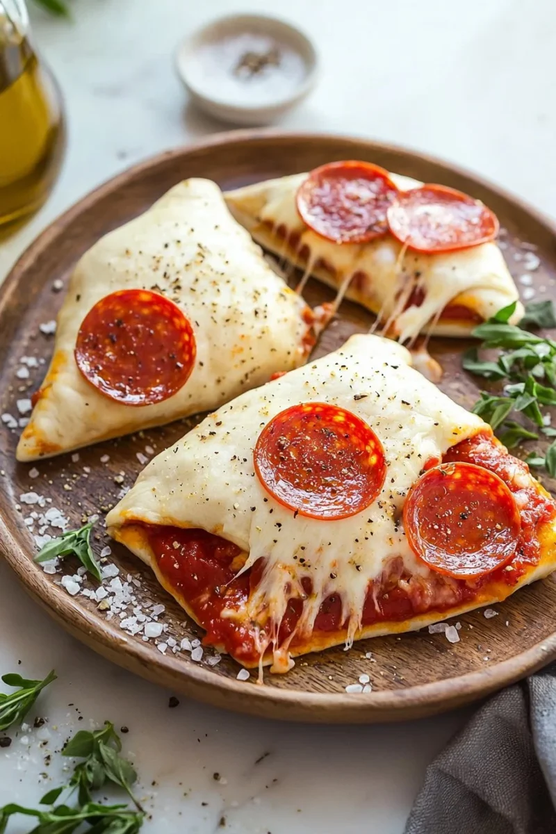 Air Fryer Pepperoni Pizza Pocket with melted cheese and pepperoni filling