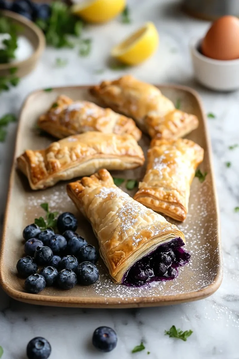 Delicious homemade blueberry turnovers with flaky pastry and fresh filling