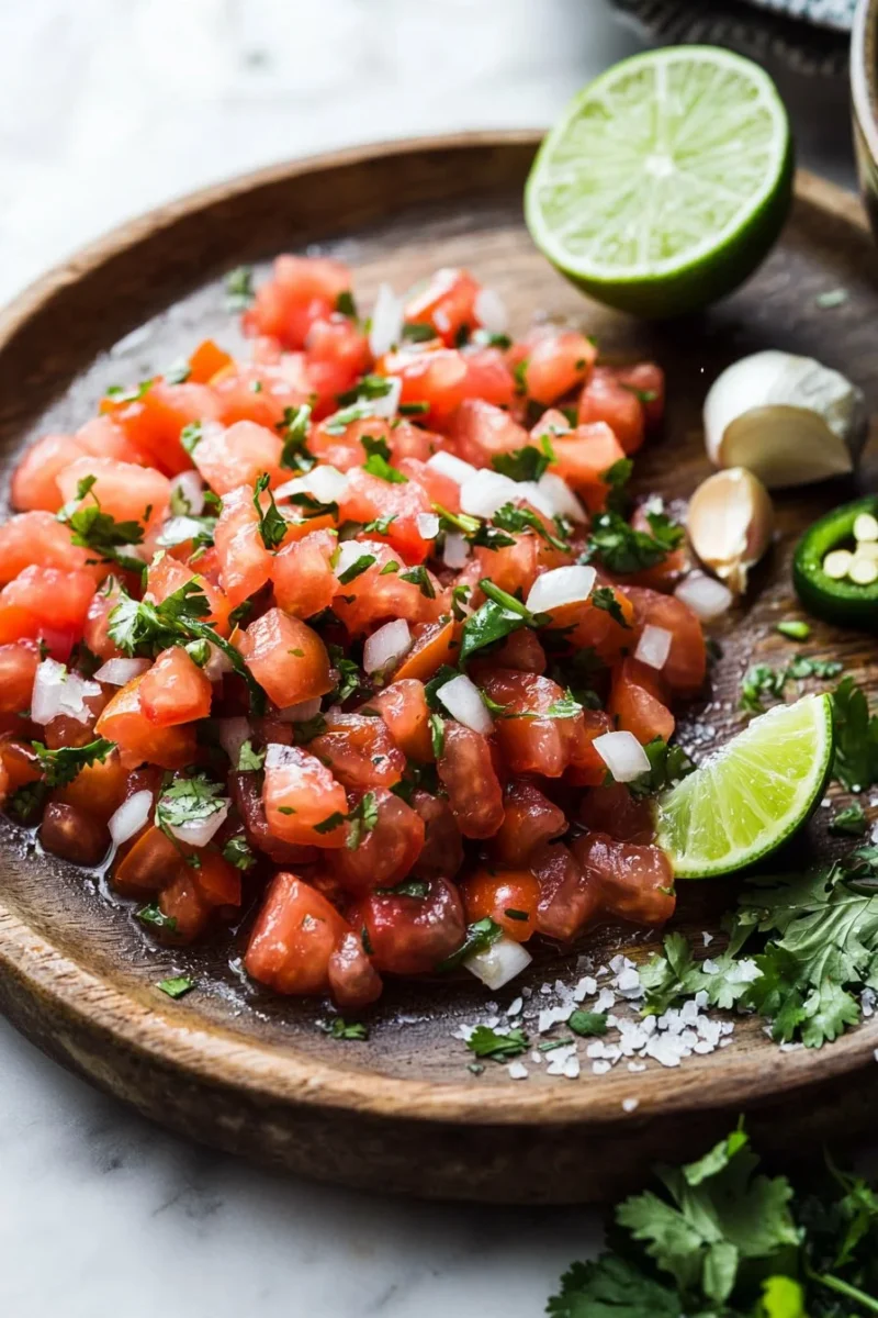 Bowl of homemade salsa made with fresh tomatoes and herbs