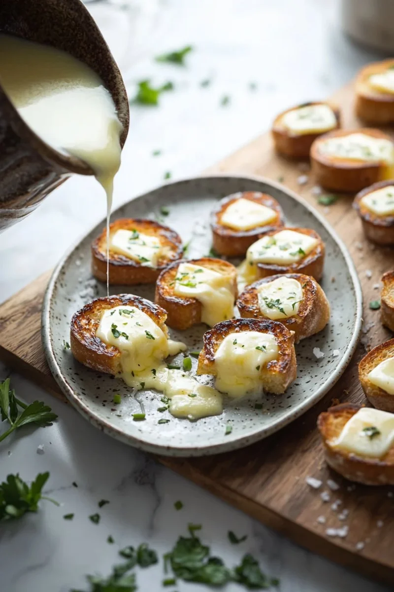 Mini grilled cheese bites served on a platter with dipping sauce.