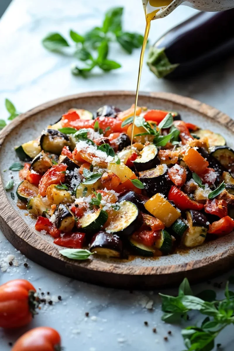 Rustic Italian Vegetable Bake with colorful vegetables and herbs