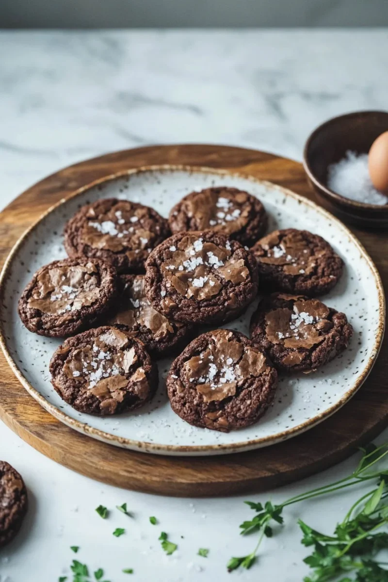Delicious salted brownie cookies fresh out of the oven